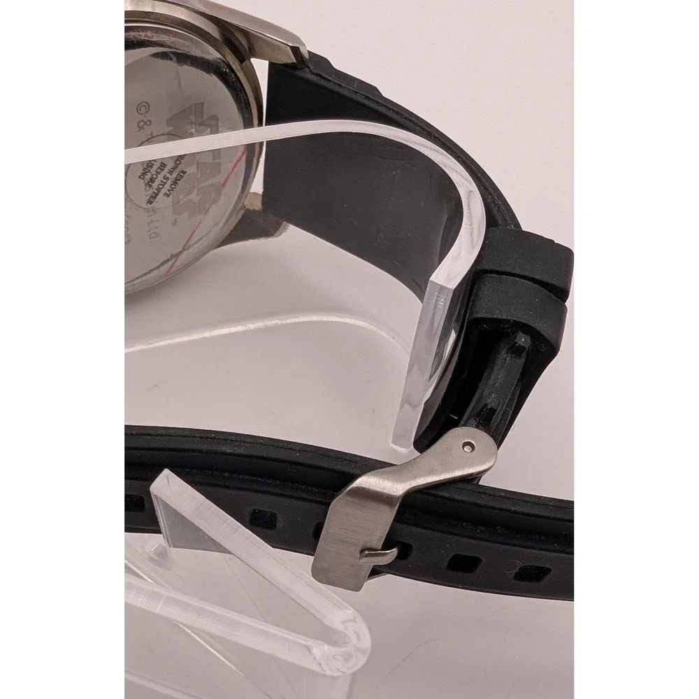 Sports Black Silicone‎ Band Quartz Watch New Battery